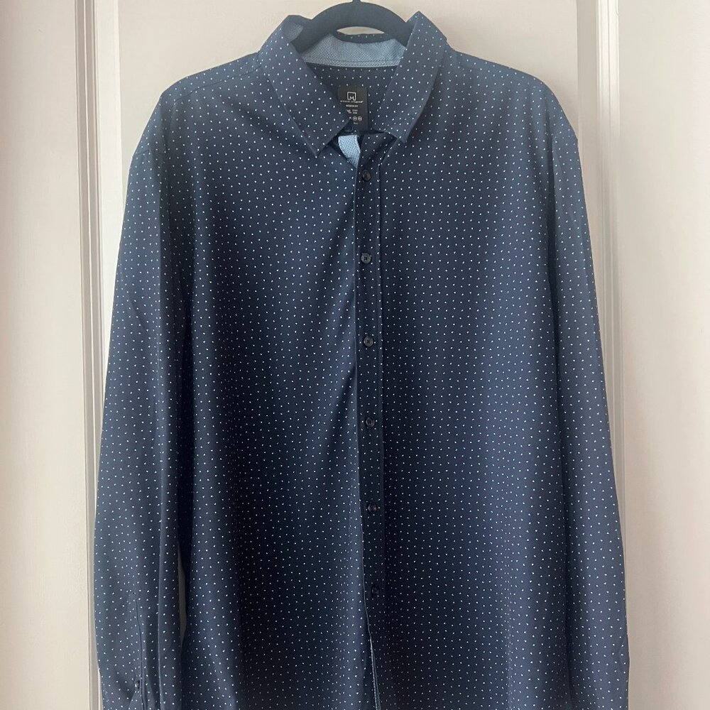 Michael Strahan Long Sleeve Button Down Business Casual Button Up Shirt for Men